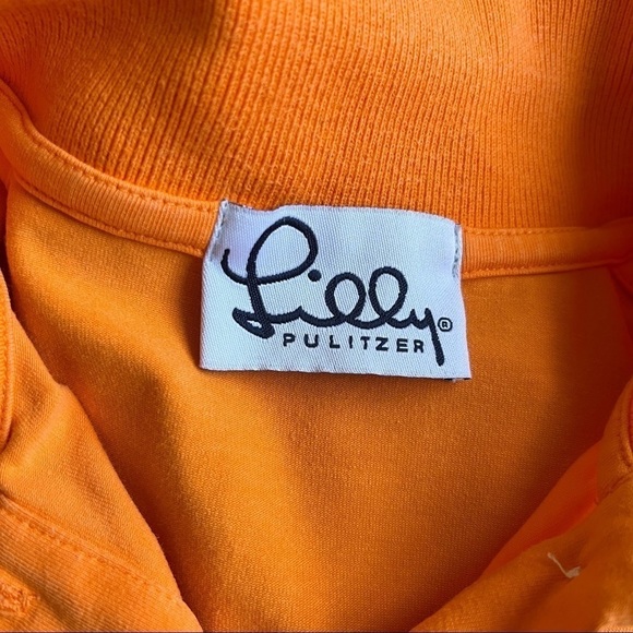 LILLY PULITZER Embroidered Palm Logo Knit Polo Shirt in Tangerine Orange - Picture 9 of 10